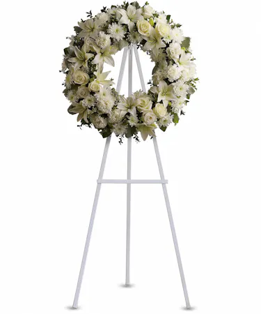 Standing Wreath of white flowers