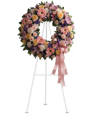 Wreath of Roses, Lilies, & more in Pastel Colors