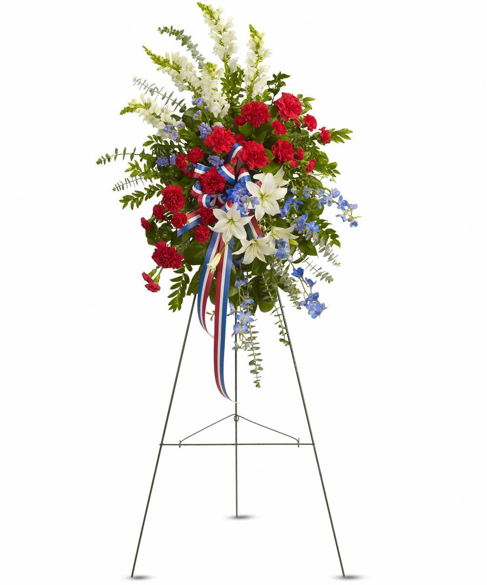 Patriotic Standing Spray Yonkers Florist Funeral Flowers