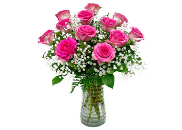 One Dozen Pink Roses - Yonkers & White Plains (NY) Same-day Delivery