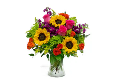 Red Roses, Pink Lilies, White Hydrangea