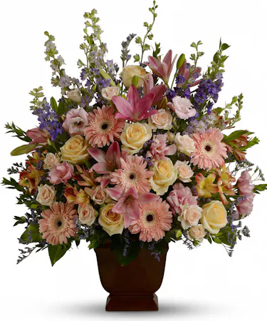 Pink, Yellow, Purple, Roses, Lilies - Basket