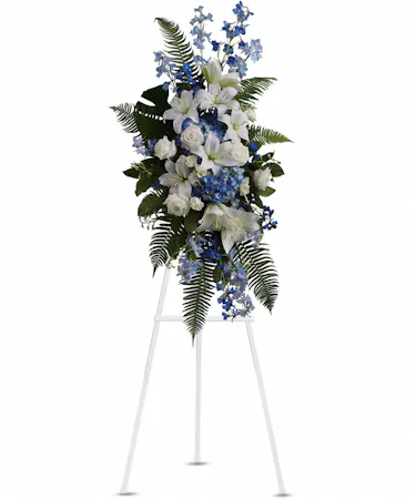 Blue and White Standing Spray