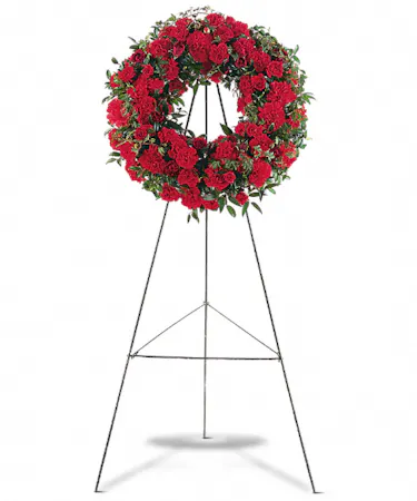 Wreath of Red Carnations and Roses