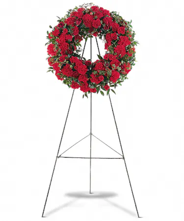 Wreath of Red Carnations and Roses