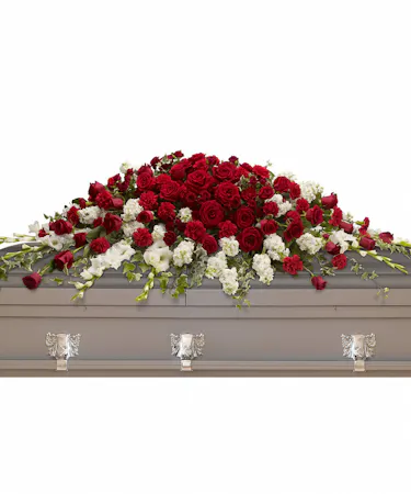 Red & White Casket Spray