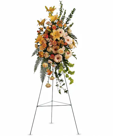 Standing Spray - Peach & Orange Flowers