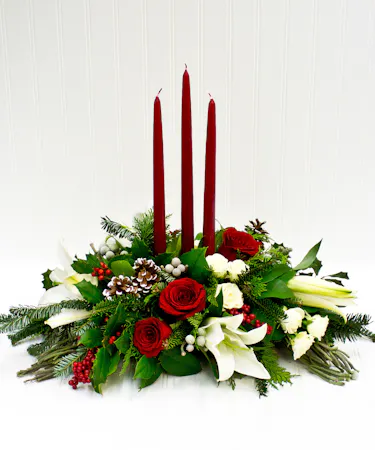 Christmas Centerpiece with Taper Candles