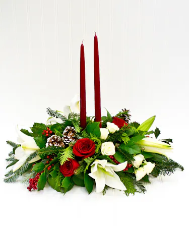 Christmas Centerpiece with Taper Candles