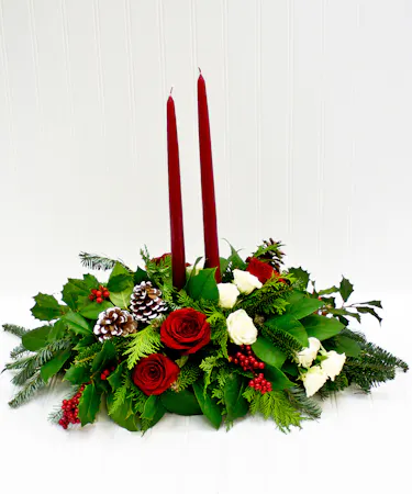 Christmas Centerpiece with Taper Candles