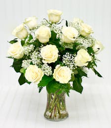1 Dozen Classic White Roses