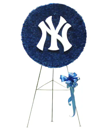 Blue Mums with NY Yankee Logo