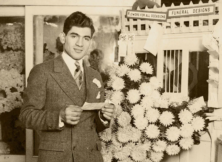 A member of our staff hand-writing a greeting card, some time in the 1950s